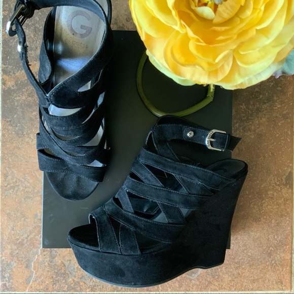 Black Platform Wedge Sandal - Picture 2 of 6
